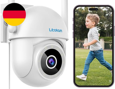 Litokam Überwachungskamera Aussen, 4MP WLAN Kamera Outdoor Mit Bewegungserkennun