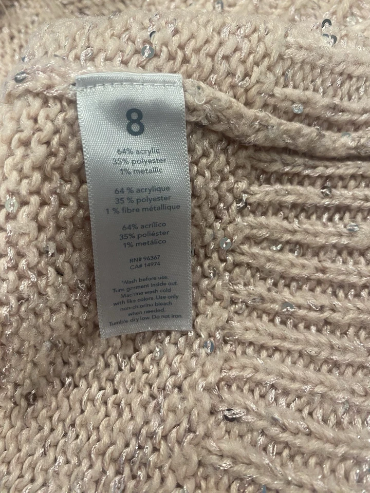 Suéter feminino Oshkosh B’Gosh rosa e cinza com lantejoulas tamanho 8 * Falho - Imagem 4 de 4