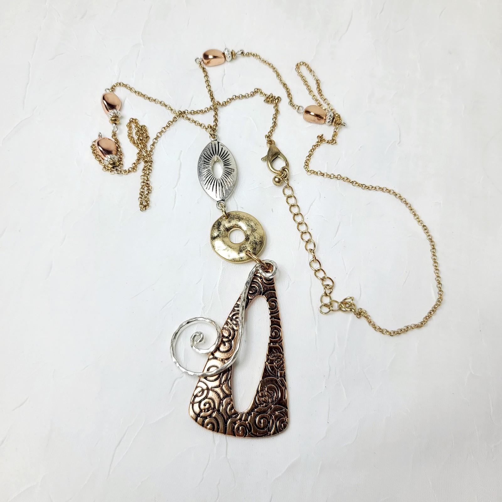 Boho Inspired Multimetal Station Statement Neckla… - image 1