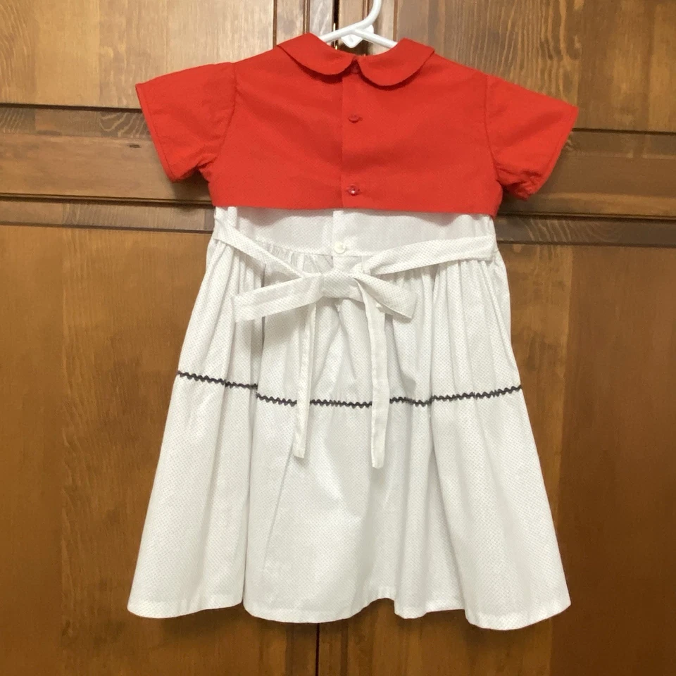 Vtg Toddler Girls White Dress w/ Black Polka Dots Red Bolero Jacket Size 4T / 5T - Image 2 of 4