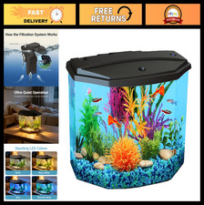 3-Gallon Aquarium Starter Kit with LED Lighting Filtration for Tropical Fish,