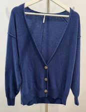 Free People Womens Blue School Boy Cashmere Cardigan Size XS Oversized