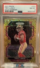 Trey Lance 2021 Prizm Gold Shimmer /10 Jersey Match PSA 8
