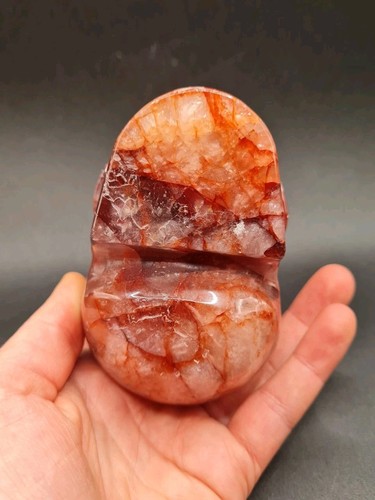 Red Fire Hematoid Quartz Crystal Skull, 609g - Picture 10 of 16