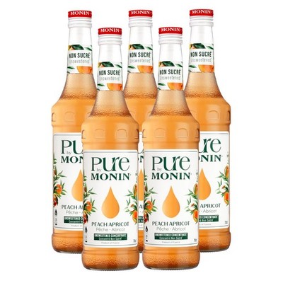 Monin Sirup Pure Peach-Apricot 700ml - Cocktails Milchshakes (5er Pack)