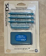 PowerA Nintendo DSi Clean Protect Kit Screen Protectors 3 Stylus Cloth Game Case