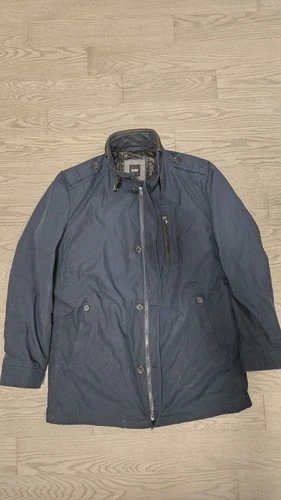 HUGO BOSS Jacket Men's 48R XL Conaz Blue Parka Coat Quilted Lining Zip/Button - product listing photo