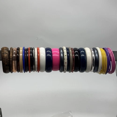 30 Bracelet Bangle Plastic Costume to Fashion Jewelry lot  HUGE Vintage Lucite