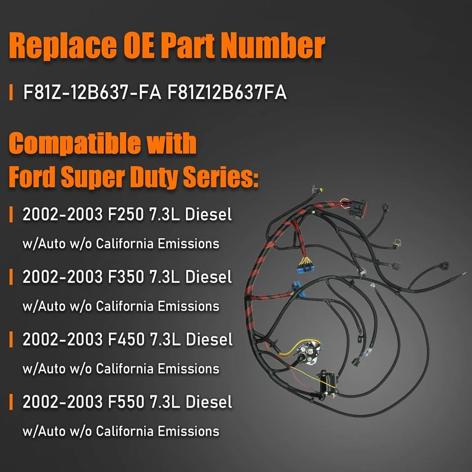Engine Wiring Harness Copper 7.3L V8 Powerstroke Fit Ford Super Duty Trucks Foto 4 de 4