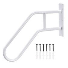 U-Shaped Stair Hand Rails Outdoor Steps Wall Mount Handrails for 1-3 Steps White