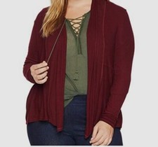 298 Michael Stars Women's Red Long-Sleeve Open-Front Cardigan Sweater One Size