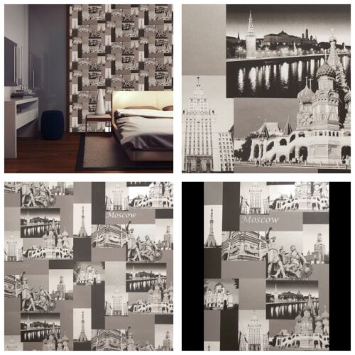 Unusual,Black, White & Silver,  Moscow / Russian Themed, Featurewall Wallpaper - Afbeelding 1 van 7