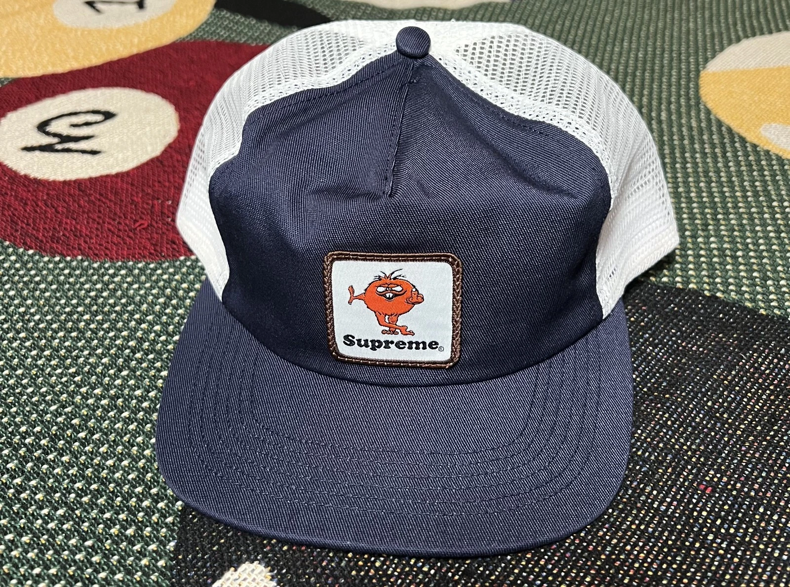 Chapeau Supreme Camacho dos maille 5 panneaux bleu marine neuf
