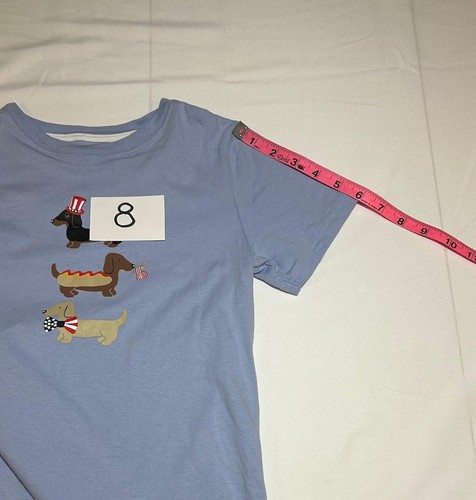 Janie and Jack Boys Light Blue American Dog Patriotic Cotton T-shirt - Picture 16 of 16