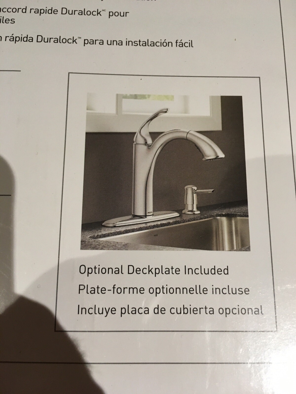New Deckplate & Soap Dispenser Moen Kinzel Escutcheon Plate c/w Gasket