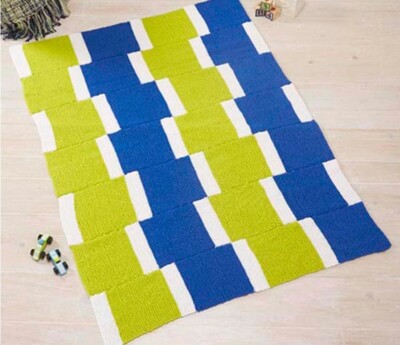 Stacked Squares Easy Aran Decke STRICKMUSTER Warmhalten Neu