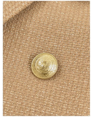 Mujeres AUTÉNTICO L'AGENCE Brooke Frente Abierto Blazer Abrigo Chaqueta Latte/Dorado - Imagen 10 de 14