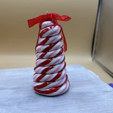 Candy Cane CHRISTMAS Tree ORNAMENT Adorable Striped With Red Bow
