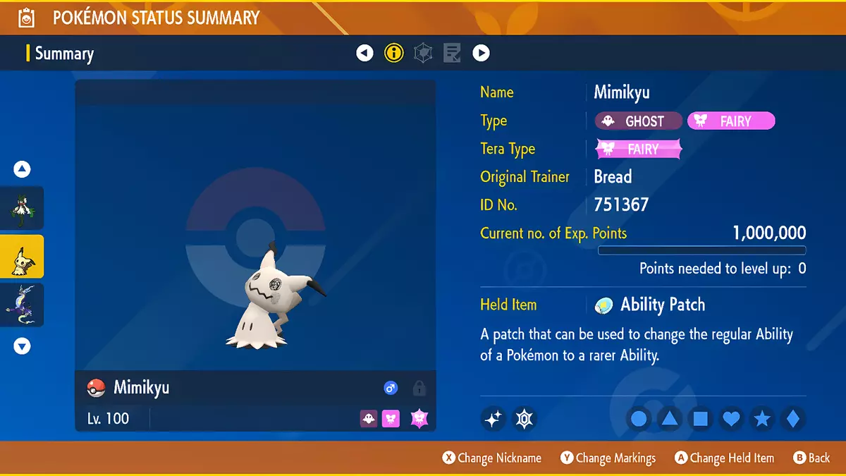 Pokemon Scarlet and Violet MIMIKYU Shiny 6IV / Competitive Set 