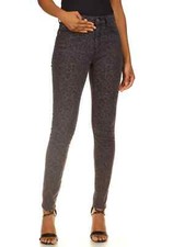 MICHAEL KORS Women Leopard Print Straight Skinny Jeans Charcoal Wash Size 4
