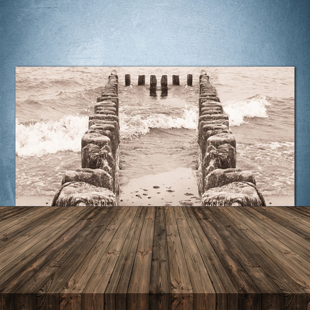Crédence de cuisine en verre panneau mural 140x70cm motif paysage de plage