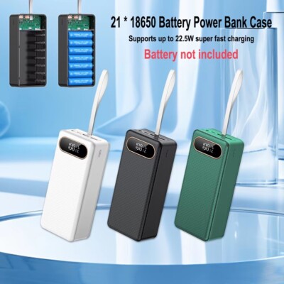For 21* 18650 Battery Case Charging Box Holder Case DIY Power Bank Fast Charger
