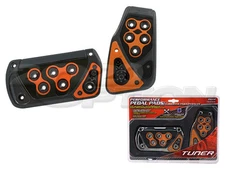 GUNMETAL ORANGE AUTOMATIC BRAKE GAS PEDAL PADS FOR CAMARO CORVETTE COLORADO