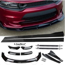 Front Bumper Lip Spoiler Side Skirts Rear Lip For Dodge Charger 2015-23 Glossy
