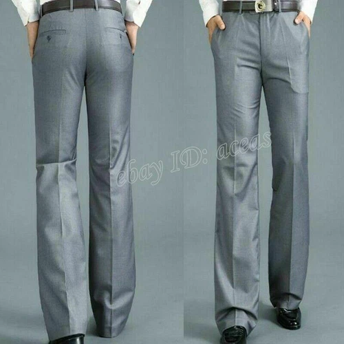 Herren Glockenboden Hose Schlag Formell Elegant Slim Fit Freizeithose - Bild 11 von 25