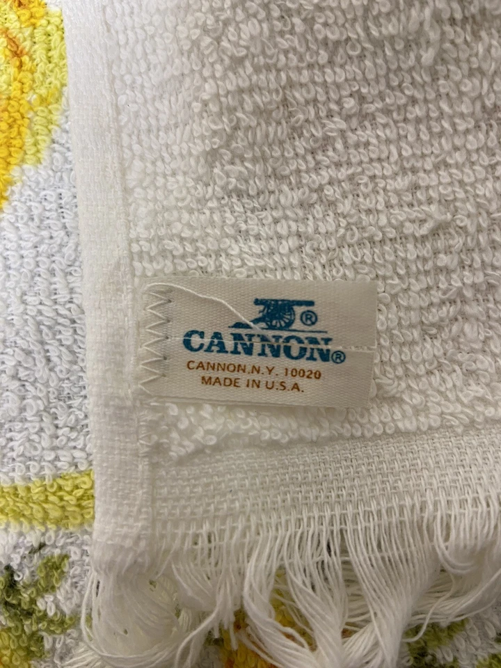 Cannon NOS Toalla de baño vintage mezcla de algodón rosas amarillas floral boho Foto 4 de 4