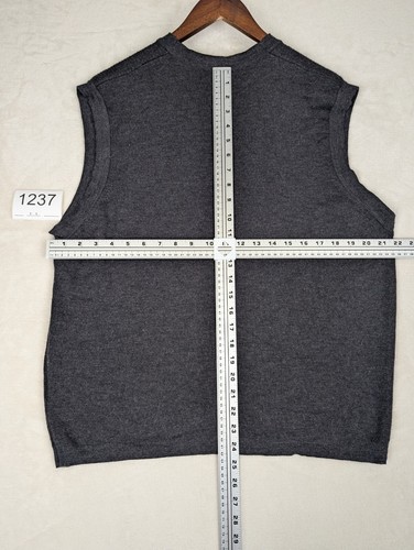 Eddie Bauer 100% Merino Wool V-Neck Button Sweater Vest Men's Side L Gray - Picture 4 of 10