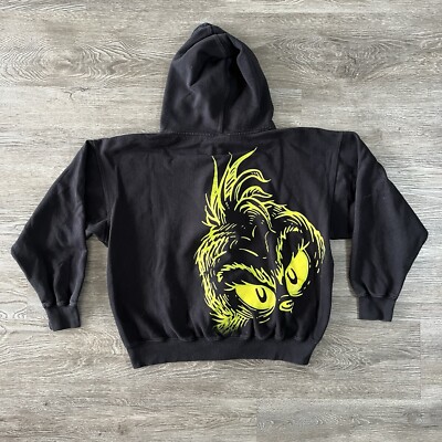The Grinch Universal Studios Jacket Size S Movie Faded Full Zip Black Hooded