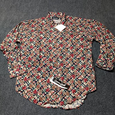 NWT NOS Vintage Lemon Grass Blouse Shirt Women Small Busy Floral Abstract 90s