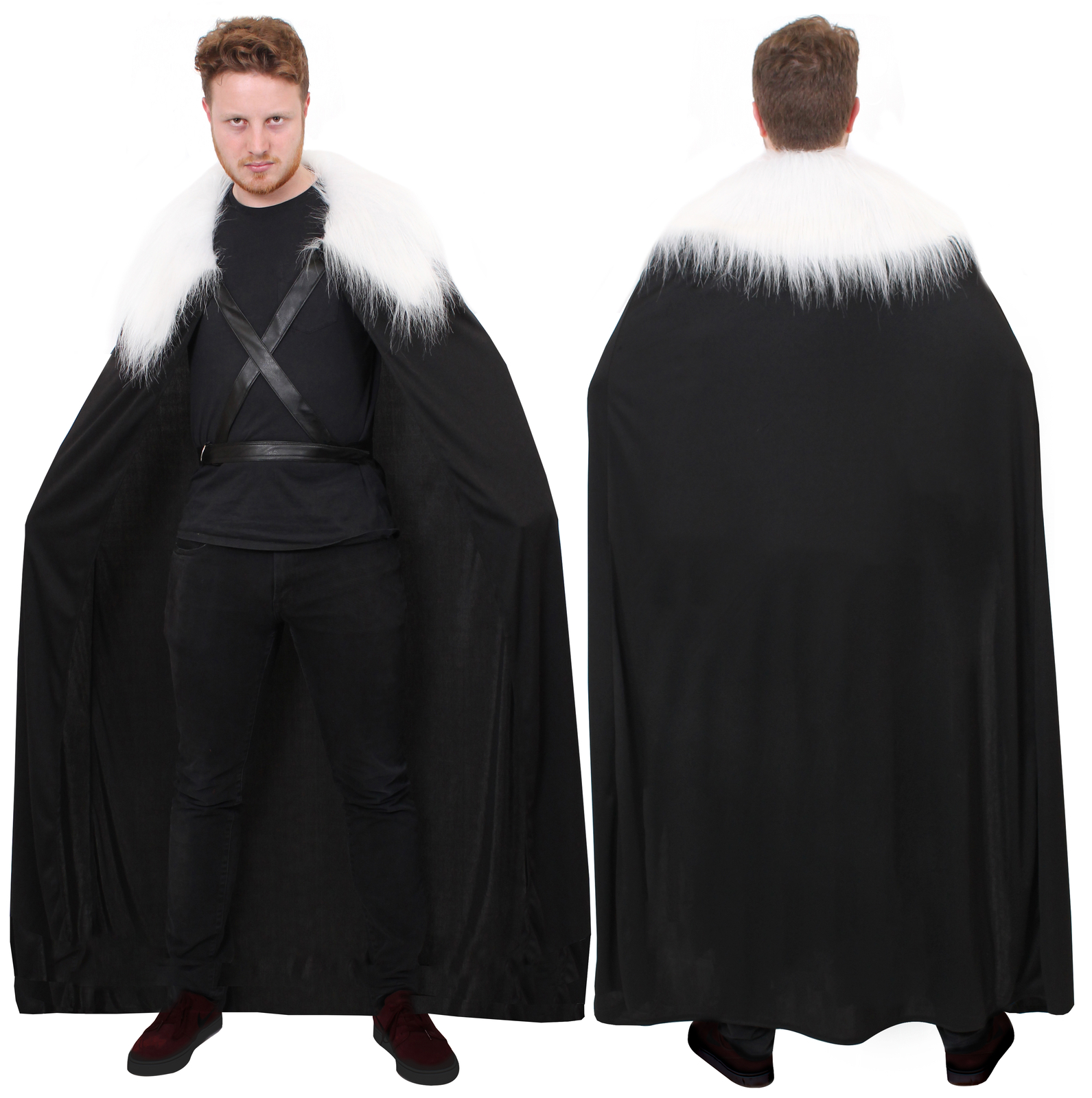 LONG CAPE CLOAK FAUX FUR COLLAR JOHN SNOW FANCY DRESS COSTUME GAME OF  THRONES | eBay