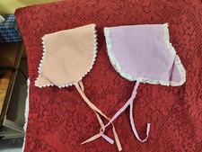 Vintage Girls Bonnet Hat Lavender  Yellow Gingham Checks Country / Farmhouse 2