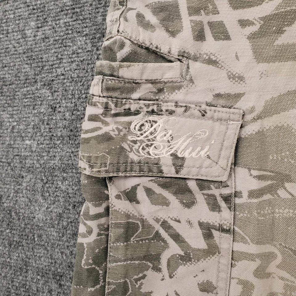 Da Hui Trunk 工装短裤男式 30 灰色迷彩涂鸦街头服饰 Y2K 实用 — 第 4/4 张图片