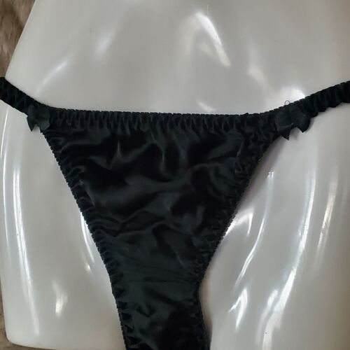 Vintage Black Silk Satin String Bikini Joe Boxer Style Panty Small / Medium - Picture 3 of 10