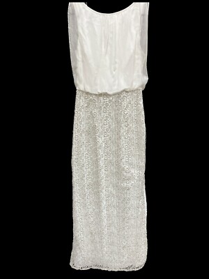 Aidan Mattox Womens Long Sleeve Lace sequin Metallic Dress-Silver Size  4-NEW | eBay