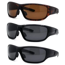 Polarized Anti-glare Warp Plastic Sport Biker Mens Sunglasses