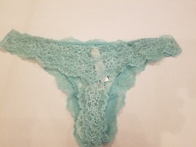 Victoria Secret DREAM ANGELS Lace Thong Panty New With Tags Sea Glass Green