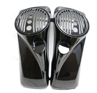 Gloss Black 8'' Speaker Lids w/ Tweeter port For Harley Touring Models 1994-2013 