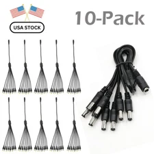 10Pack DC 1 Female to 8 Male Power Splitter Cable For CCTV Surveillance System