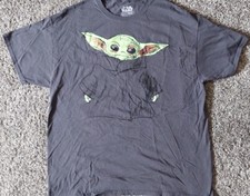 Baby Yoda Grogu Men's Charcoal/Gray Star Wars Mad Engine Size XL T-Shirt 