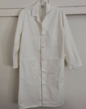 Womens Fashion Seal 1st Quality White Mid Length Belted Lab Coat XS Weave Button