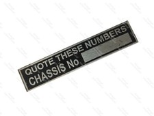 Custom Made Stainless Steel "Quote These Numbers" Chassis Data Plate Unit @US