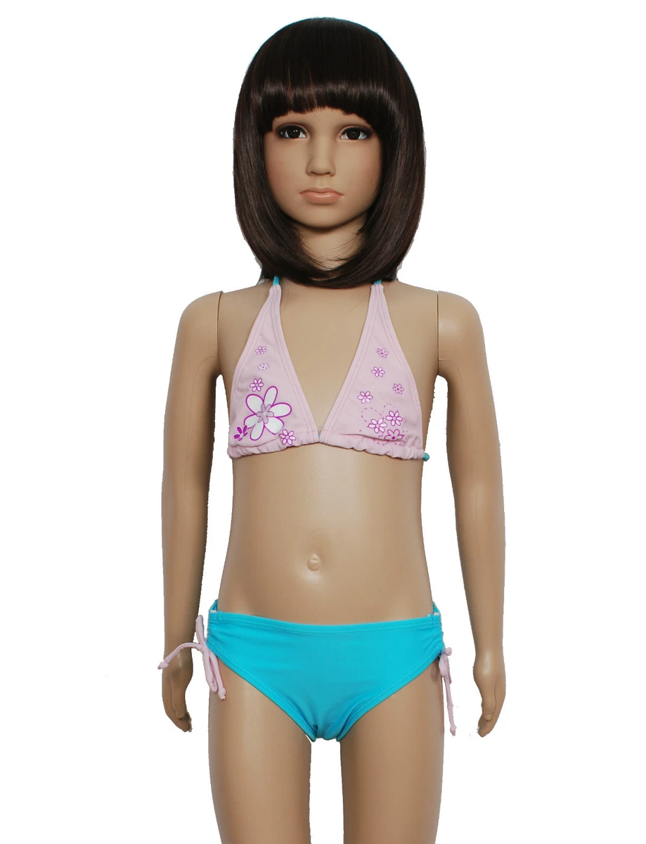 Girls 2 Piece Bikini Set Pink and Turquoise 7-15 Years