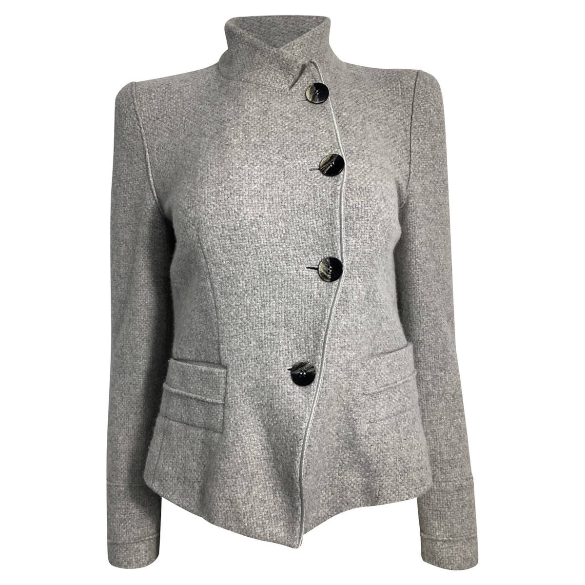 Giorgio Armani Asymmetric Jacket In Wool Women Grey Size 44 Giorgio Armani Asymmetric Jacket In Wool Women Grey Size 44