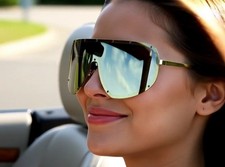 Sunglasses Flat Top Huge Big Oversized XXL Square Women Metal UV400 Polarized