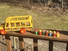 Vtg Fisher Price School Bus Little People  Wood 192 1965 Original Issue