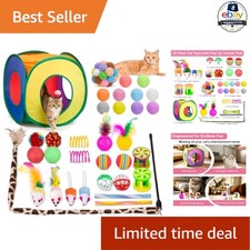 Cat Toys Set With Cube Tunnel For Cats Less Than 12lbs 33 Pcs Indoor Play